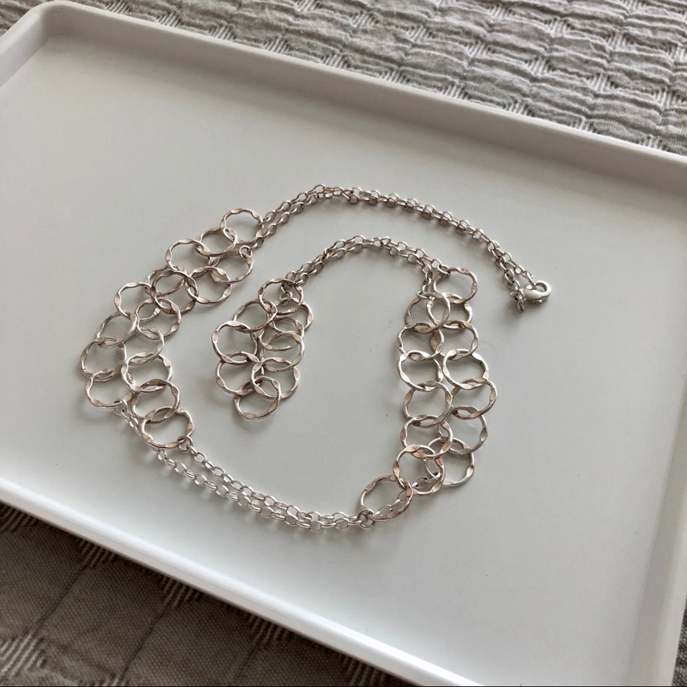 Silver colored chain necklace 36”